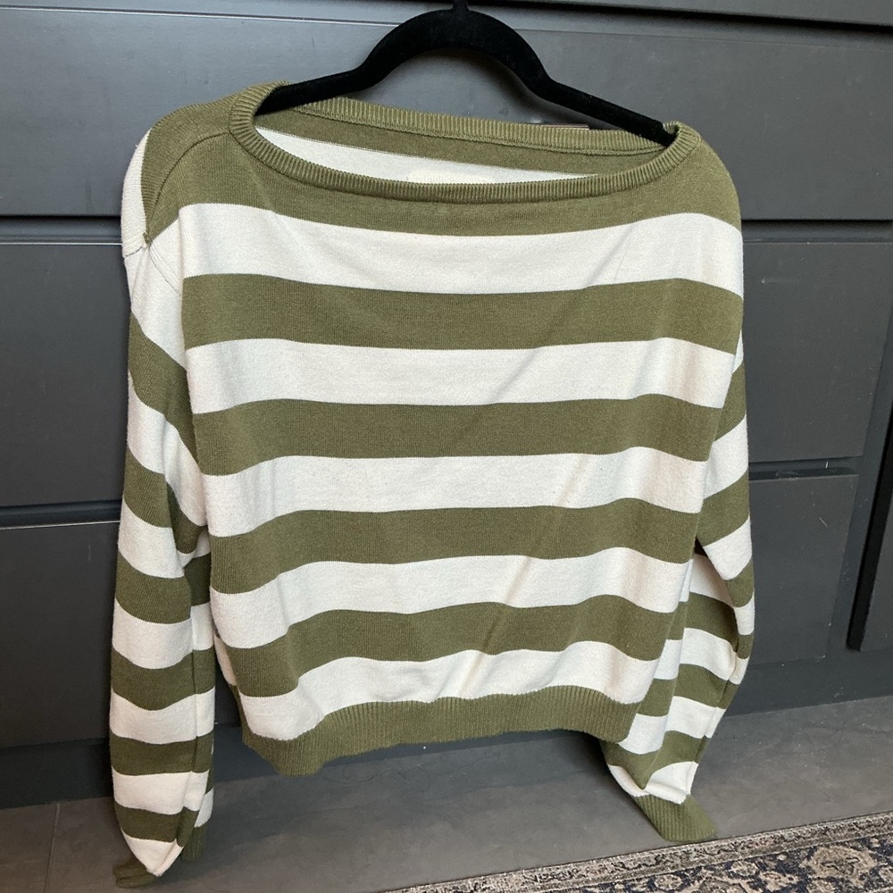 Striped Green and White Sweater